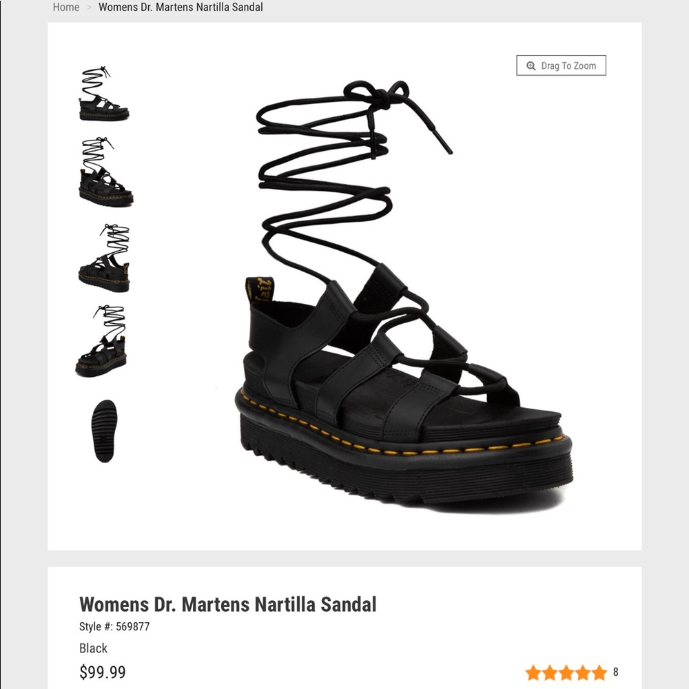 DR. MARTENS Nartilla Black Hydro Leather Sandals